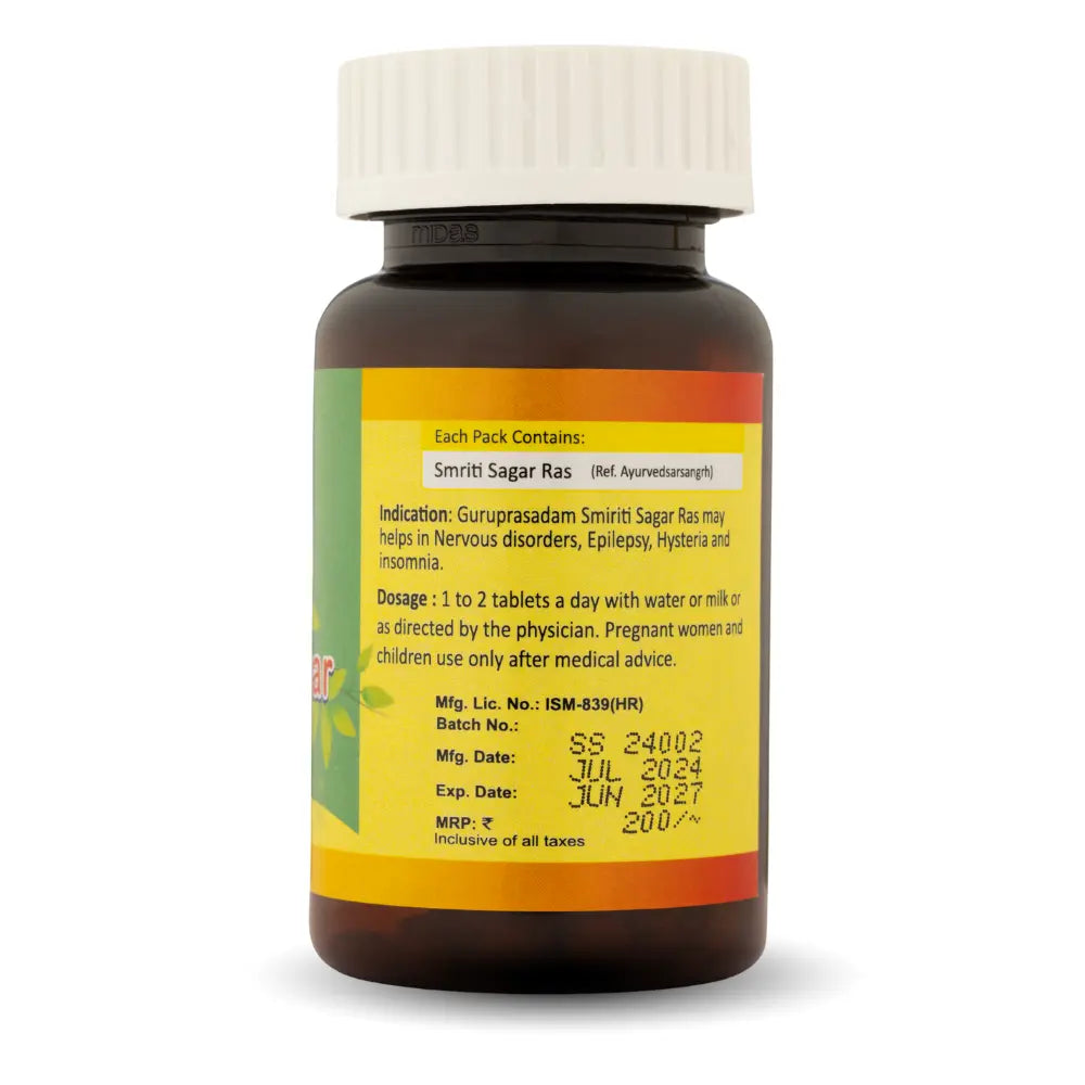 Sagar Rasal SMRITI SAGAR RAS – ABHIMANTRIT GURUPRASADAM AYURVEDA HERBAL FOODS PVT LTD