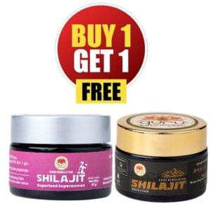 Buy 1 Get 1 Free – Guruprasadam Shilajit Resin Combo Pack (Superwoman 20g + Premium 24K Gold Shilajit 20g)